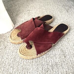 Vince Suede Espadrille Criss Cross Strap‎ Slip On Slides Sandals Size 8 M Maroon